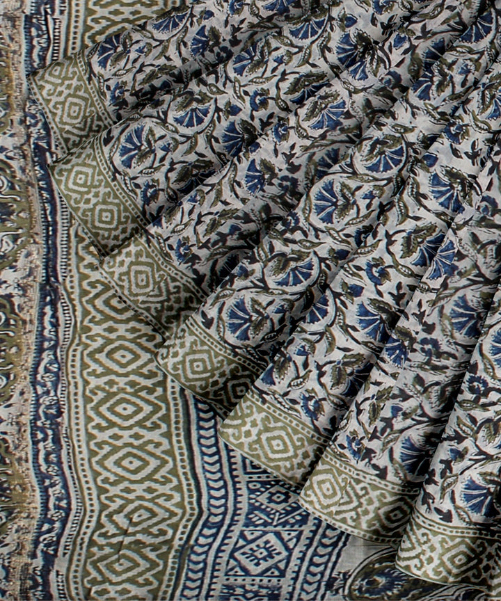 Grey handloom chanderi cotton silk saree