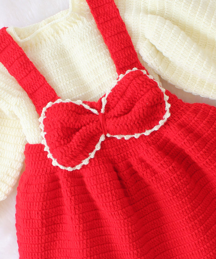 Red acrylic handmade knitted dress