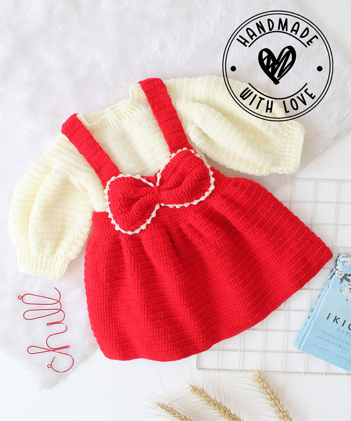 Red acrylic handmade knitted dress