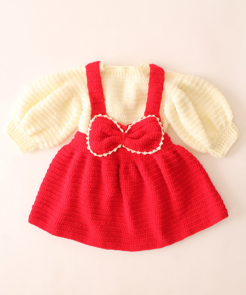 Red acrylic handmade knitted dress