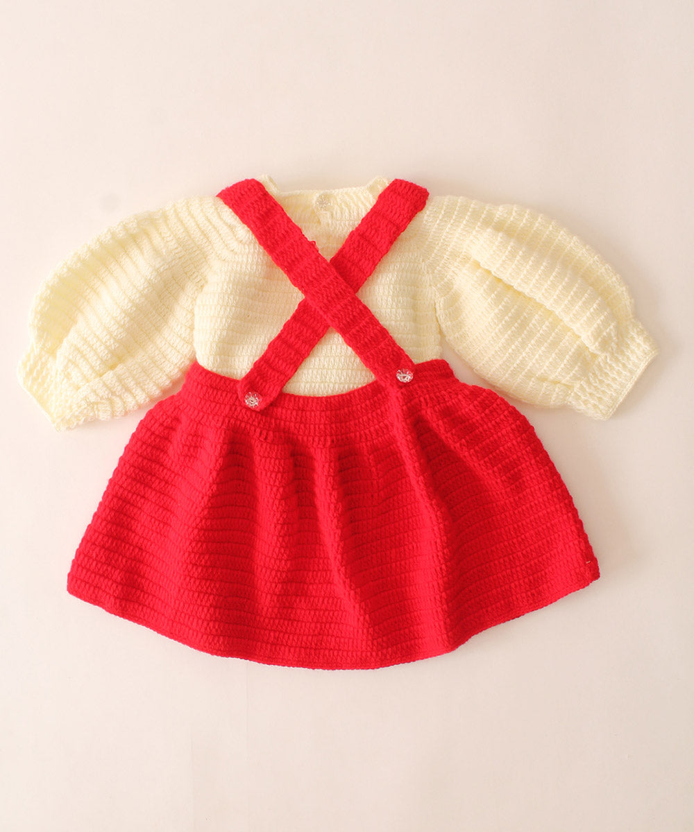 Red acrylic handmade knitted dress