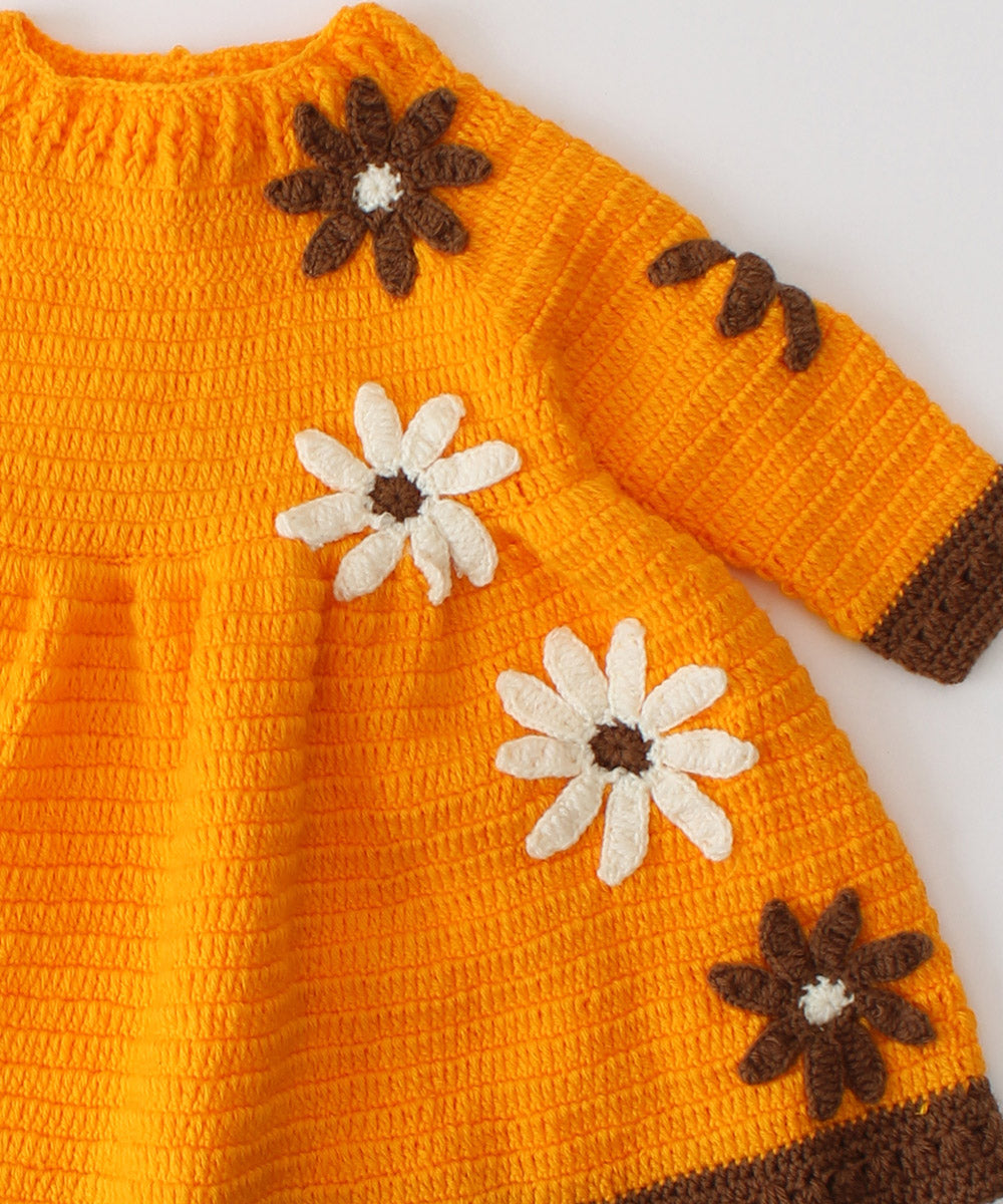 Orange handmade acrylic knitted dress