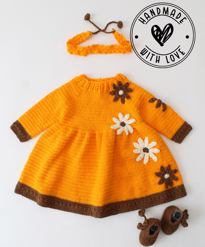 Orange handmade acrylic knitted dress