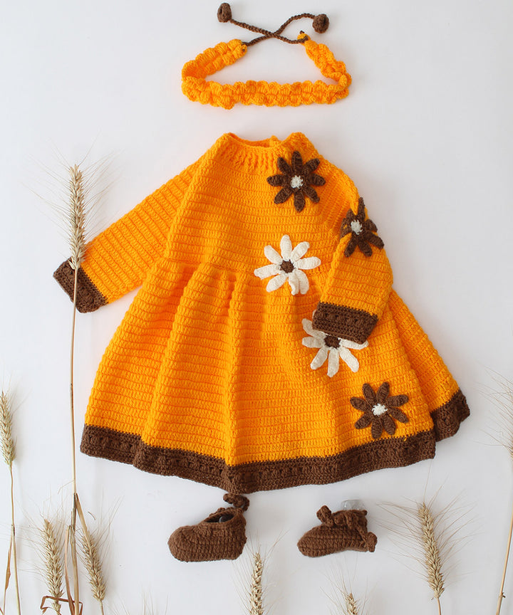 Orange handmade acrylic knitted dress