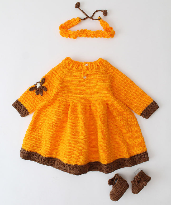 Orange handmade acrylic knitted dress