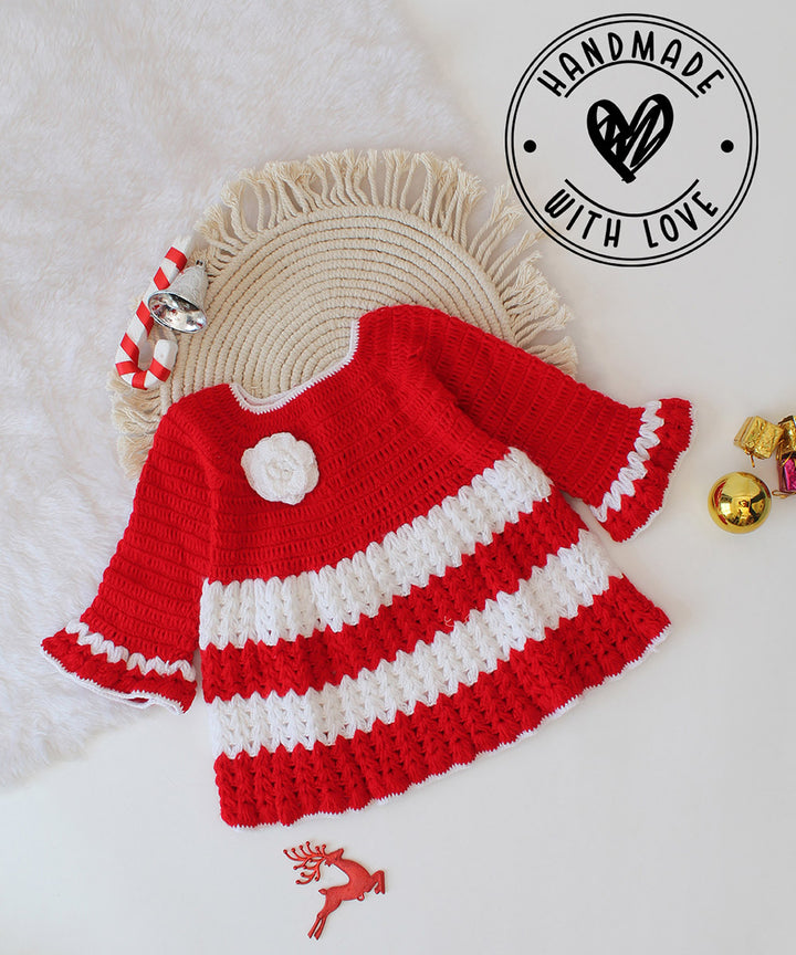 Red handmade acrylic knitted dress