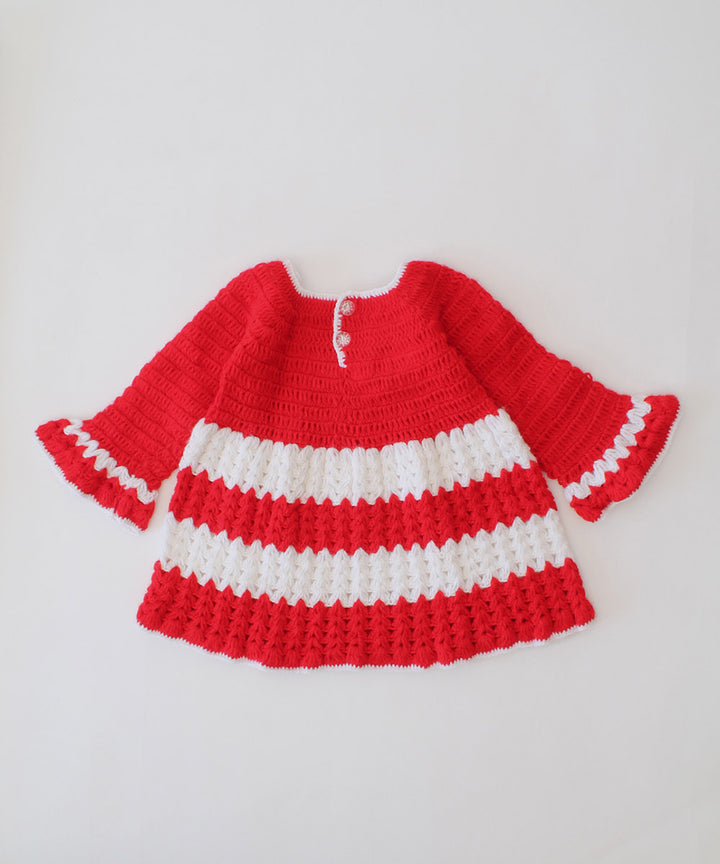 Red handmade acrylic knitted dress