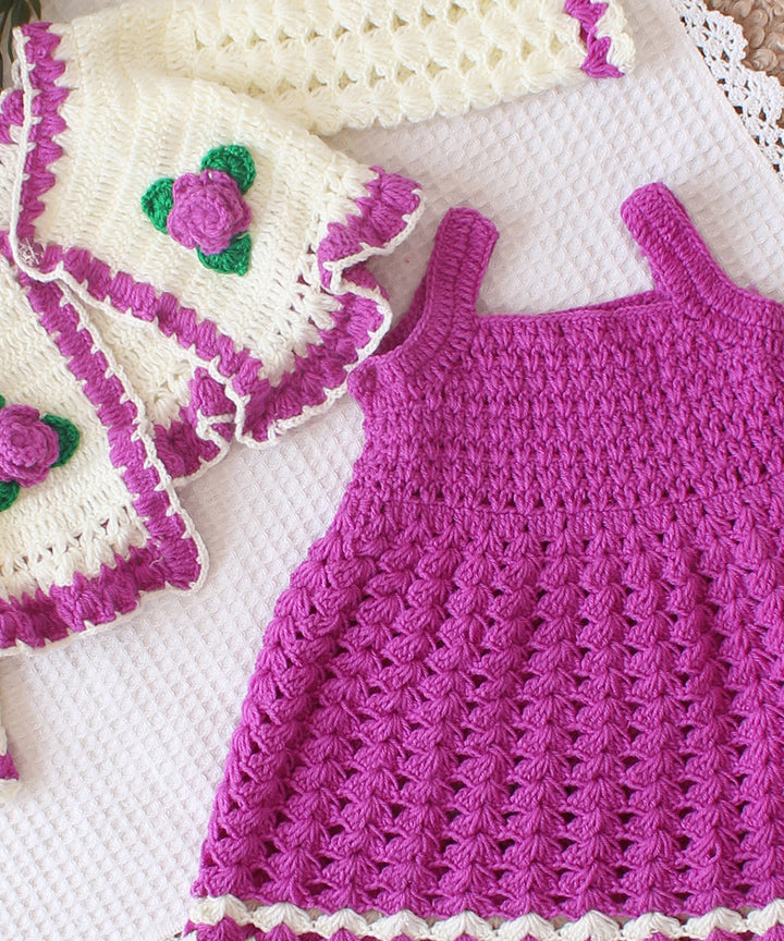 Purple handmade knitted acrylic dress