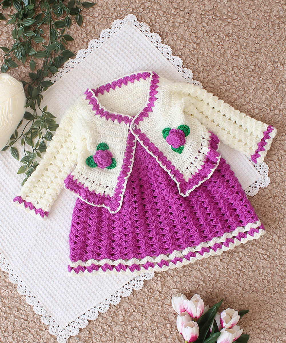 Purple handmade knitted acrylic dress