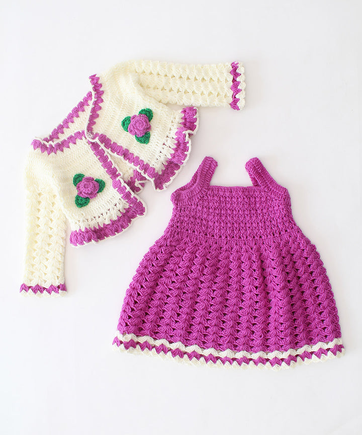 Purple handmade knitted acrylic dress