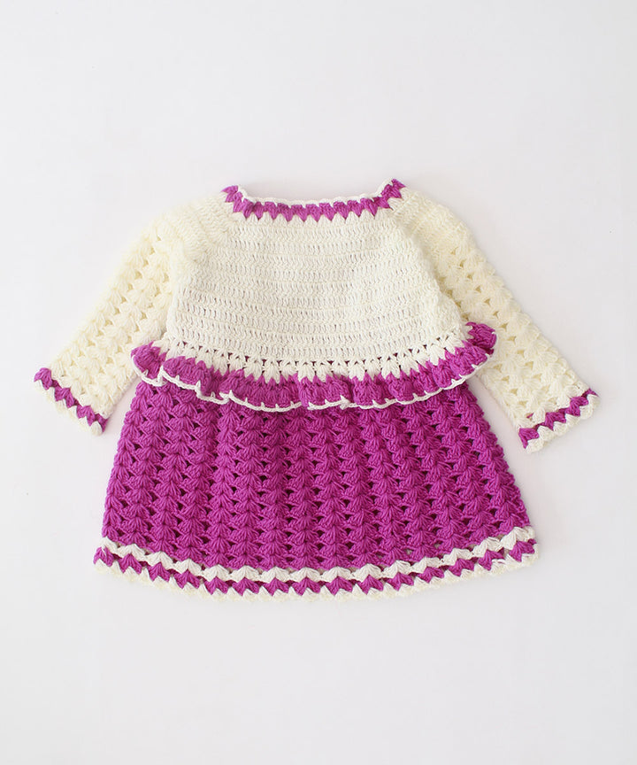 Purple handmade knitted acrylic dress