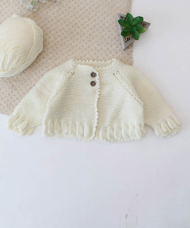 Cream olive handmade acrylic knitted dress