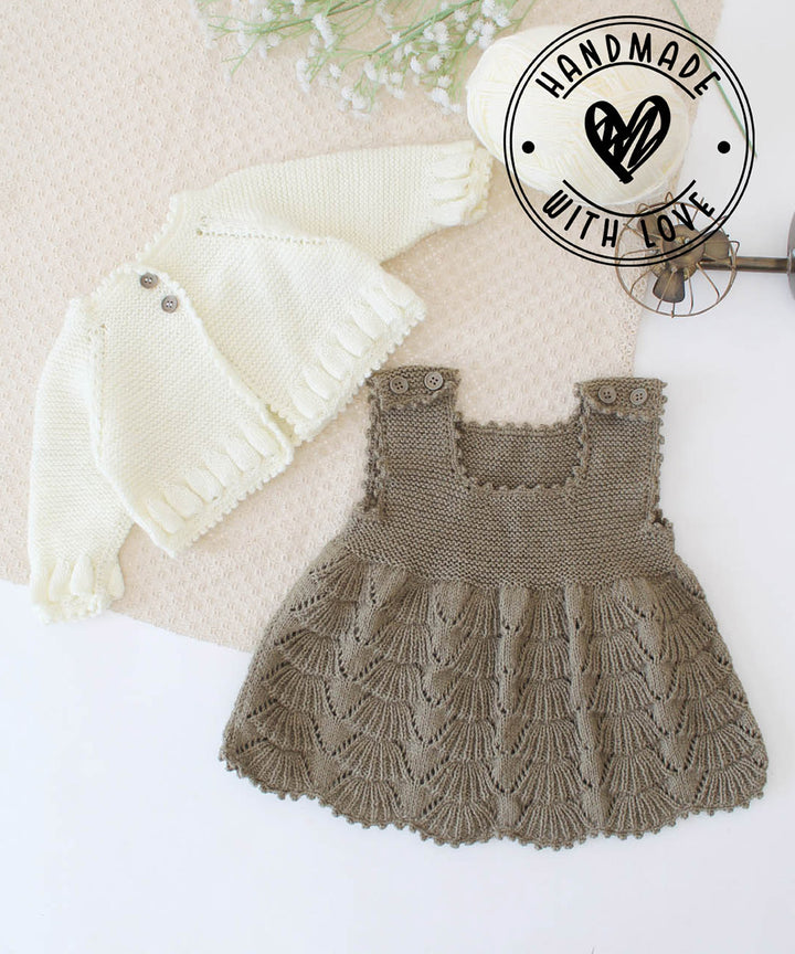 Cream olive handmade acrylic knitted dress