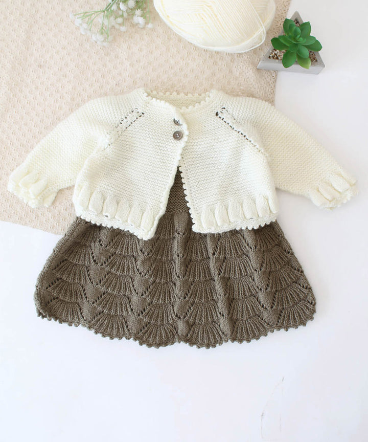 Cream olive handmade acrylic knitted dress