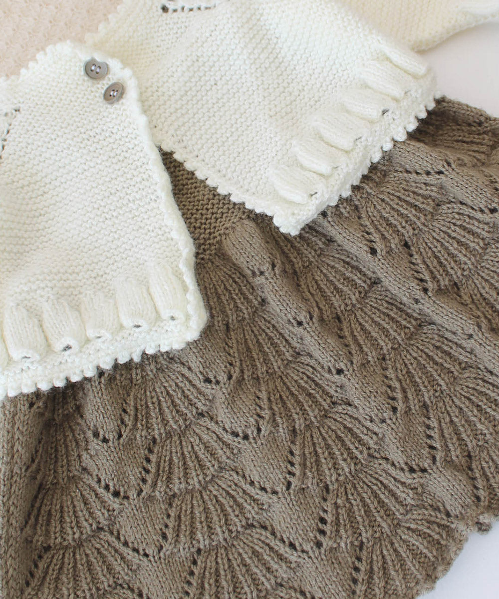 Cream olive handmade acrylic knitted dress