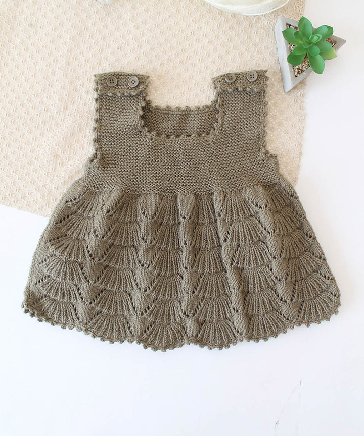 Cream olive handmade acrylic knitted dress