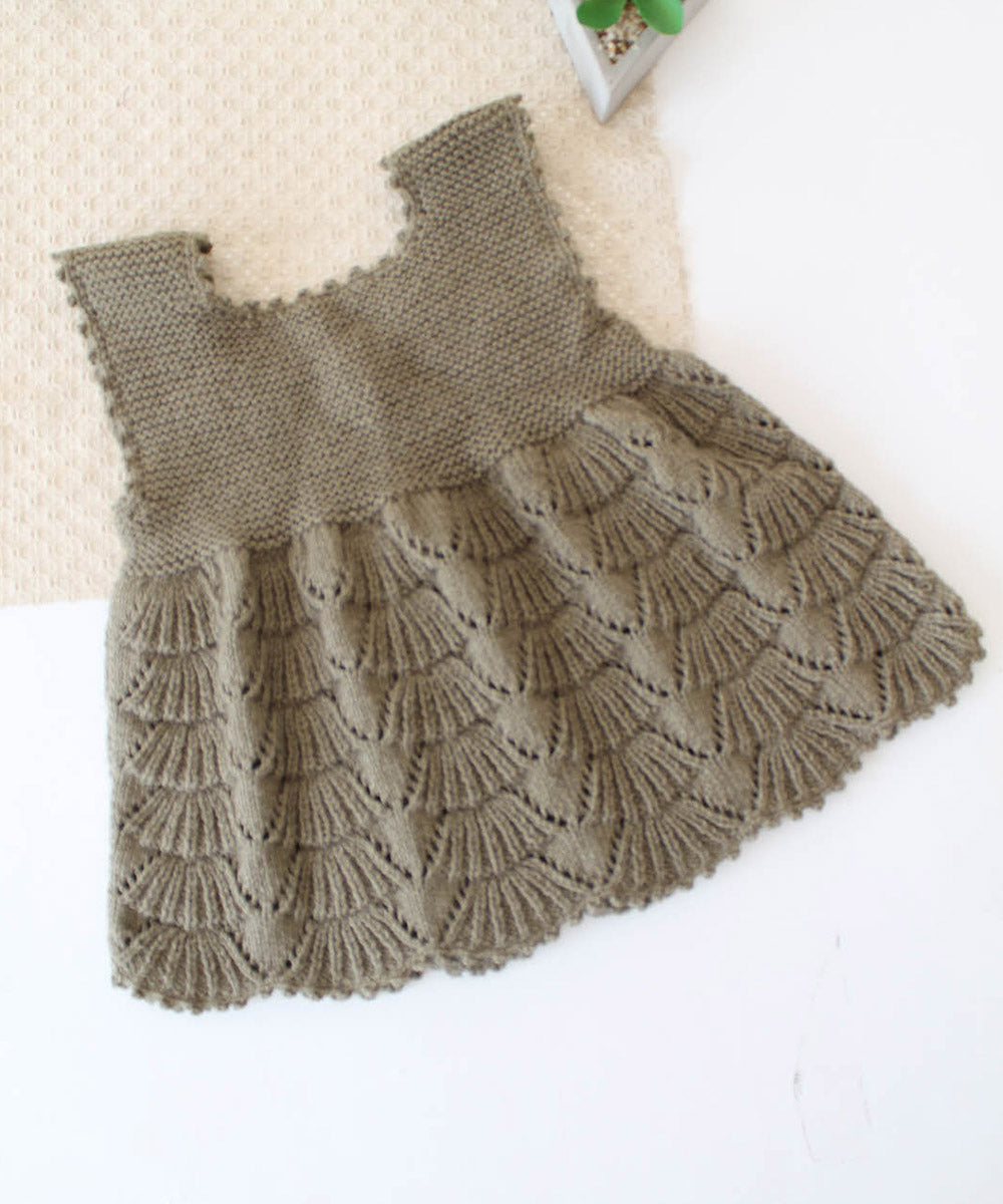 Cream olive handmade acrylic knitted dress