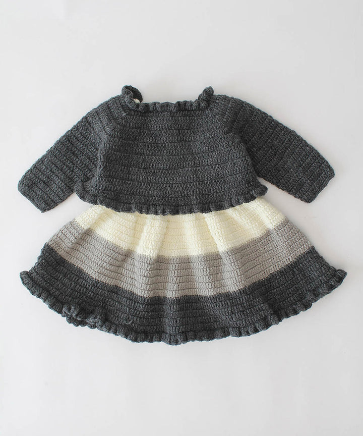 Grey white handmade acrylic knitted dress