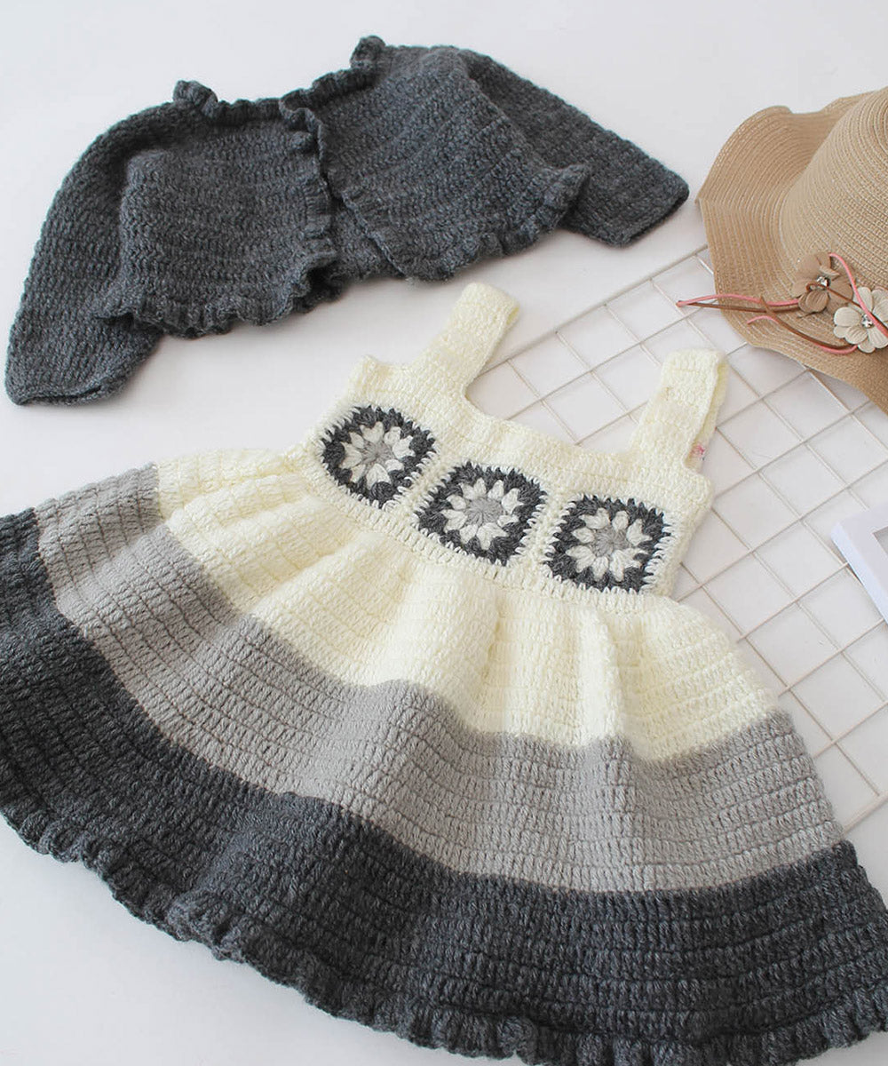 Grey white handmade acrylic knitted dress