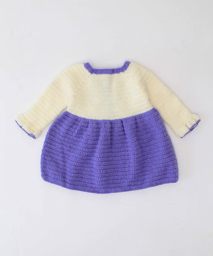 White purple handmade acrylic knitted dress