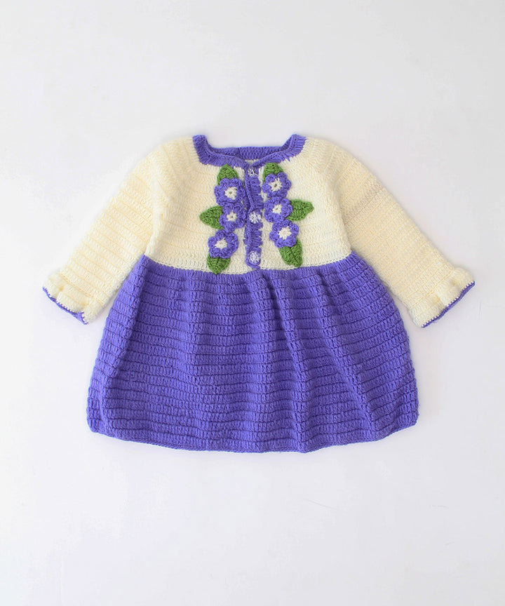 White purple handmade acrylic knitted dress