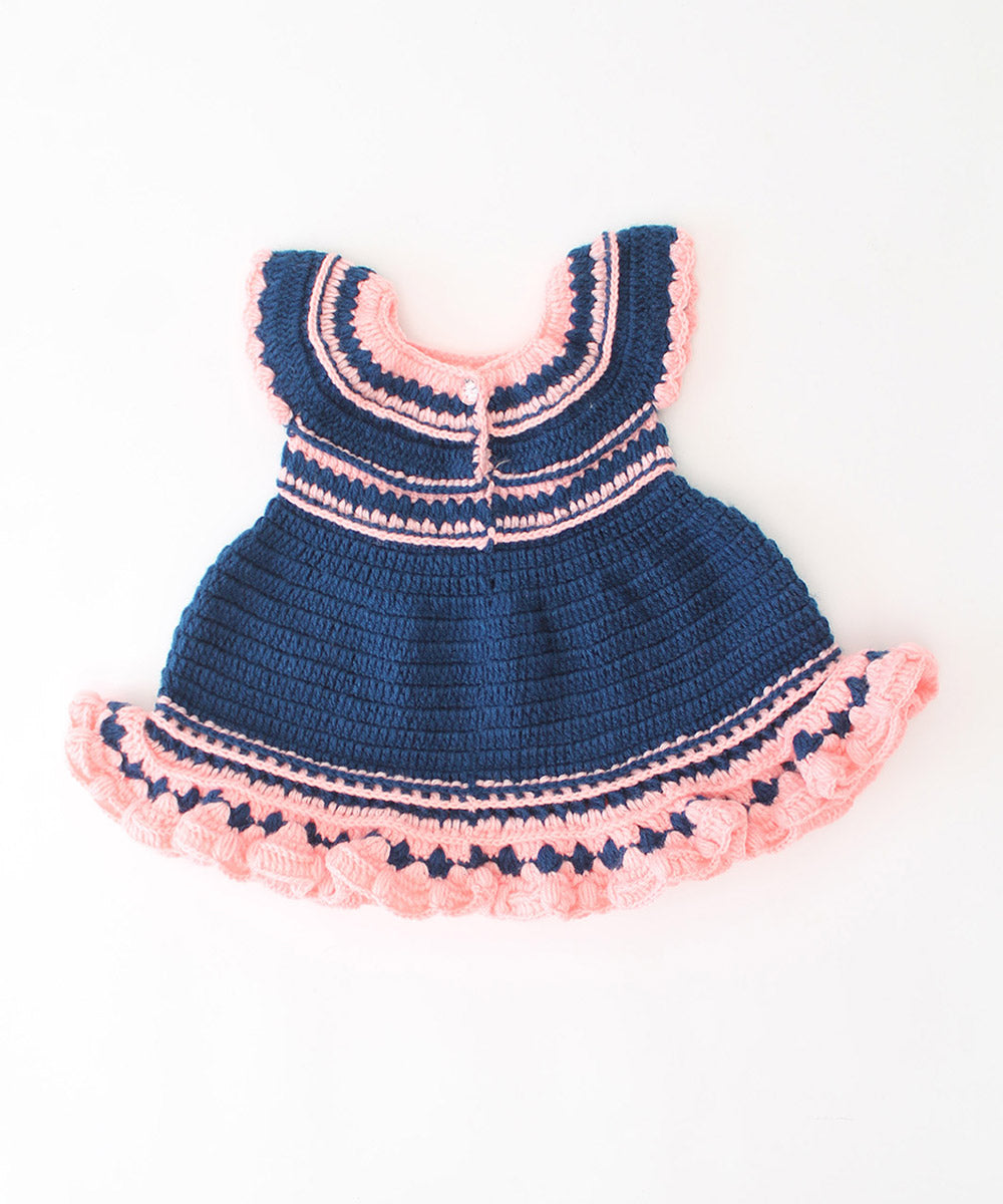 Blue handmade acrylic knitted dress