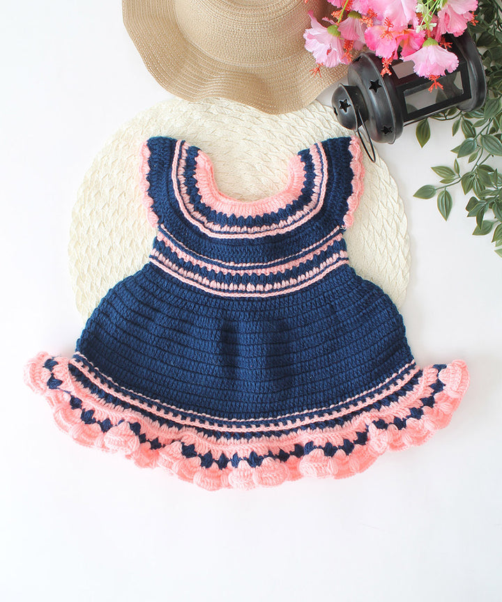 Blue handmade acrylic knitted dress