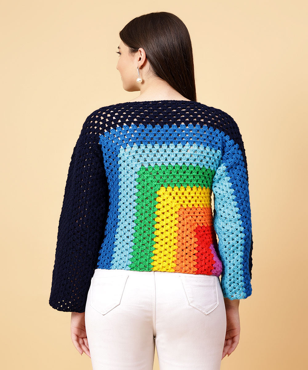 Hand knitted multicolour women sweater