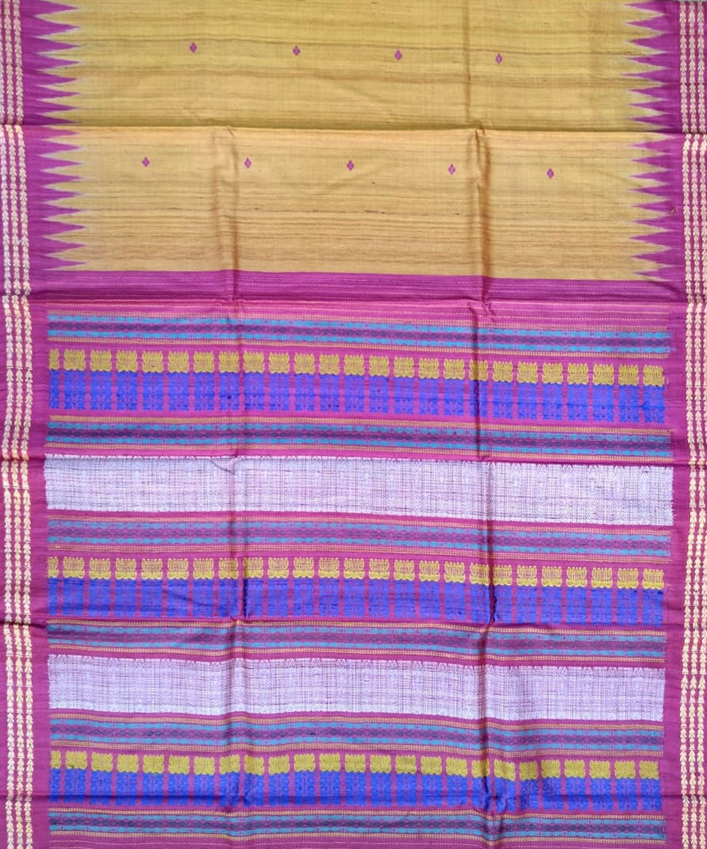 Beige multicolor tussar silk handloom gopalpur saree