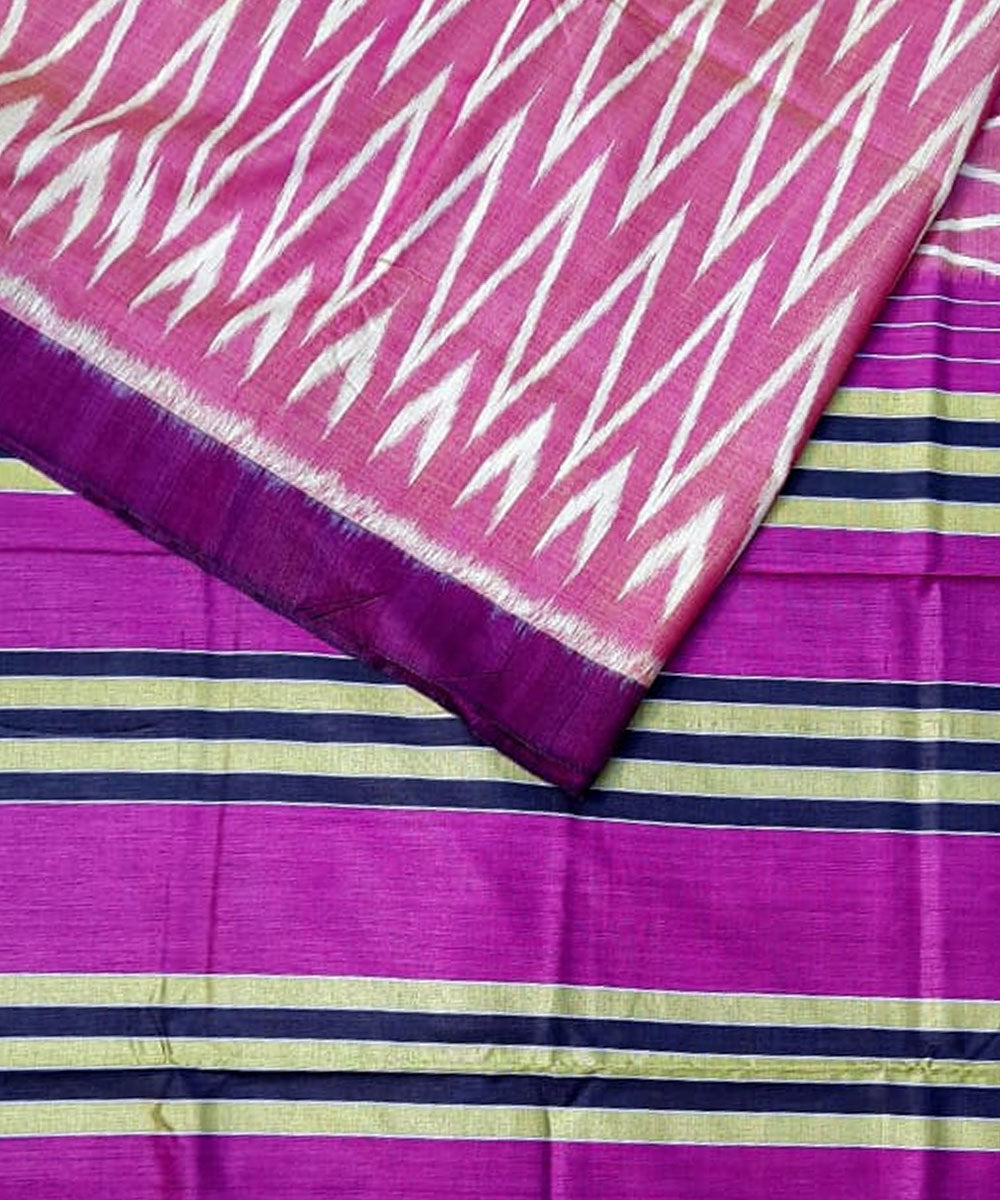 Pink purple tussar silk handloom gopalpur saree
