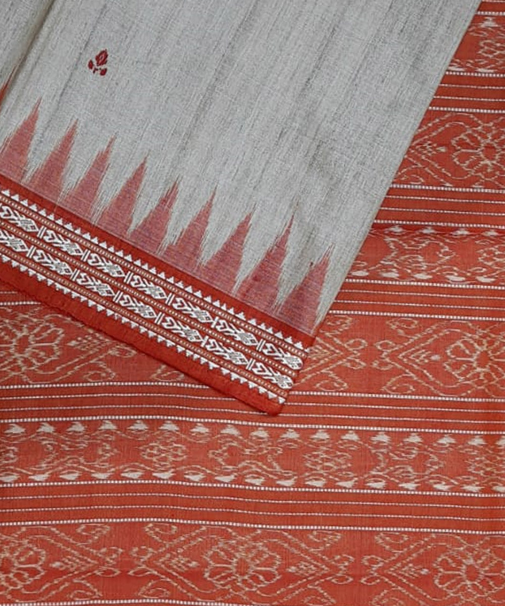 White chocolate tussar silk handloom gopalpur saree