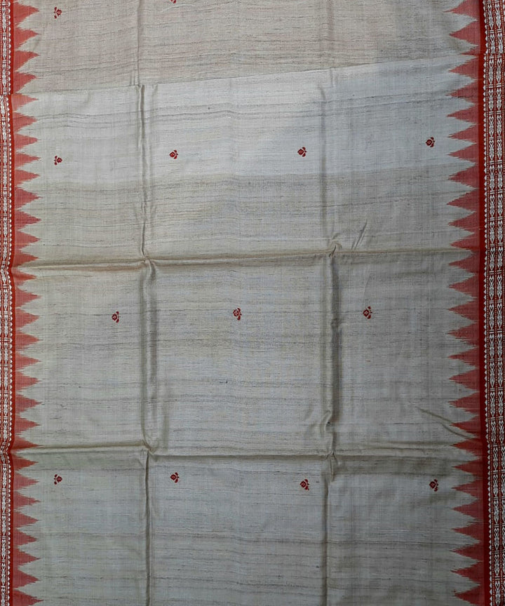 White chocolate tussar silk handloom gopalpur saree