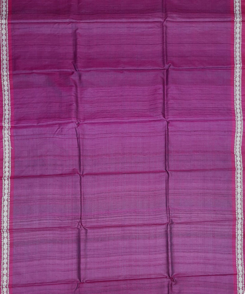 Purple white tussar silk handloom gopalpur saree