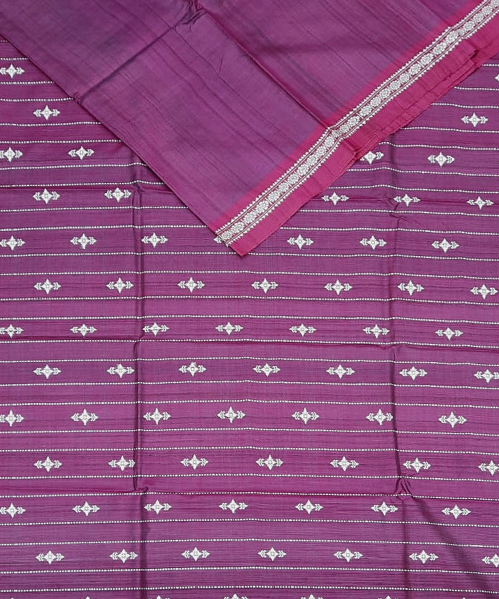 Purple white tussar silk handloom gopalpur saree