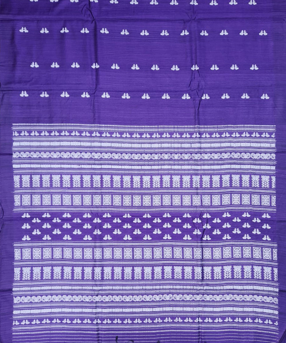Purple offwhite tussar silk handloom gopalpur saree