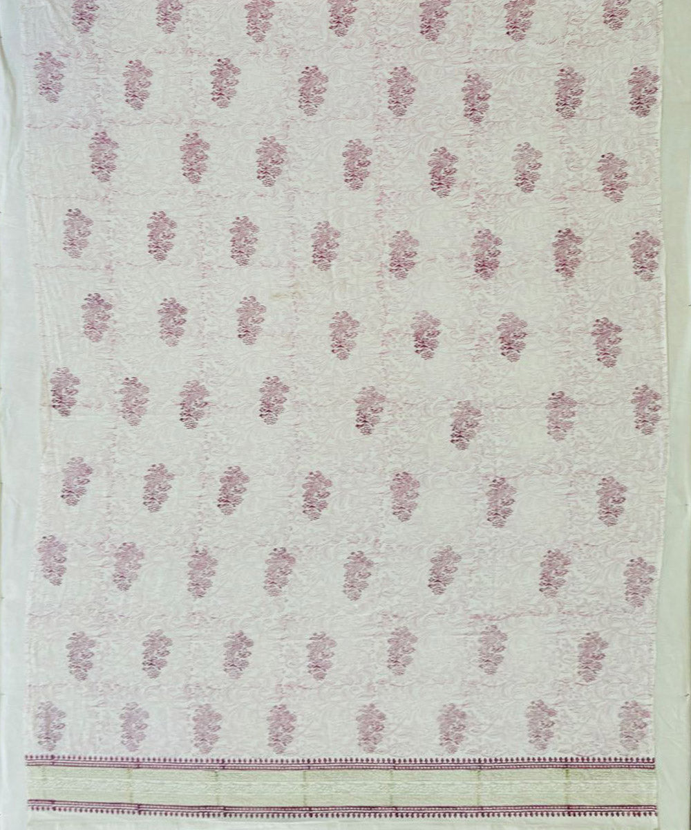 Pink white hand block printed cotton curtain