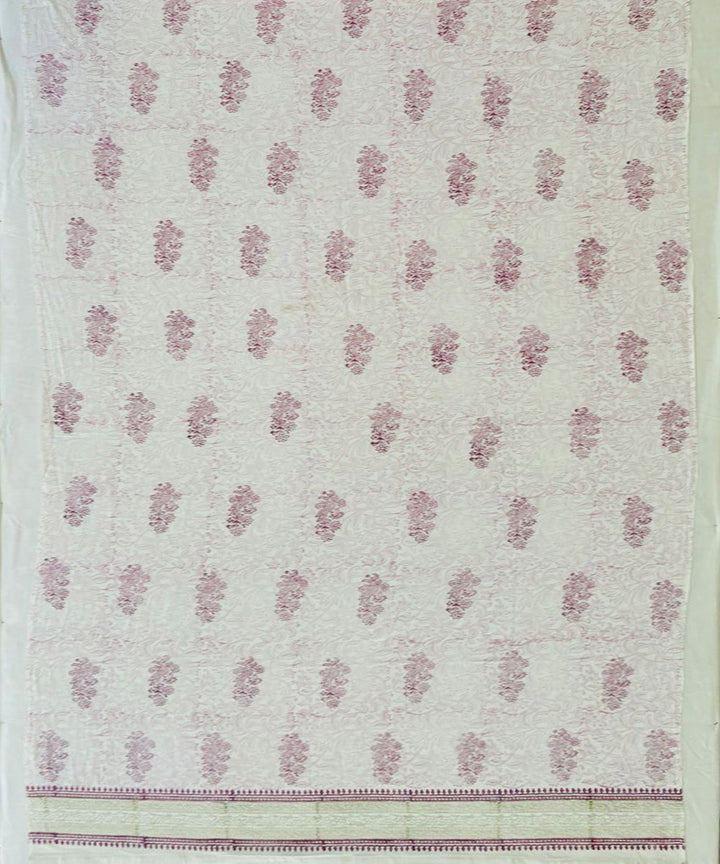 Pink white hand block printed cotton curtain