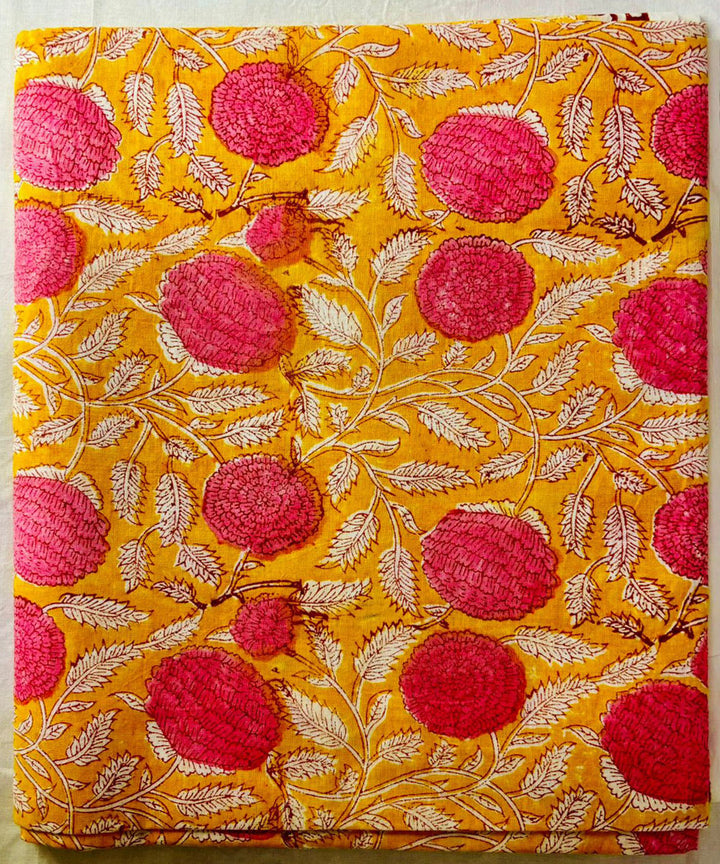 3pcs yellow pink cotton hand block printed dress material