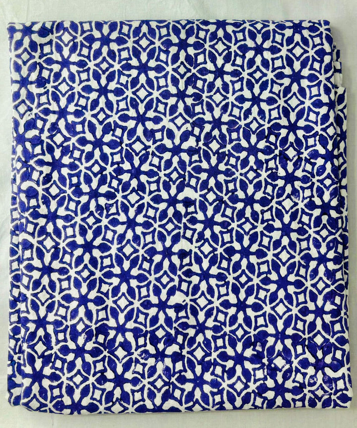 3pcs white navy blue hand block printed cotton dress material