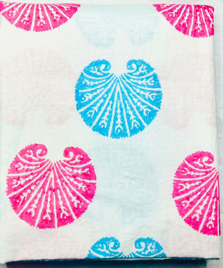 3pcs pink sky blue hand block printed cotton dress material