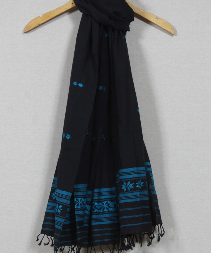 Black sky blue handloom assam cotton stole