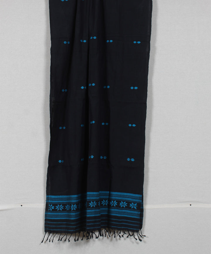 Black sky blue handloom assam cotton stole