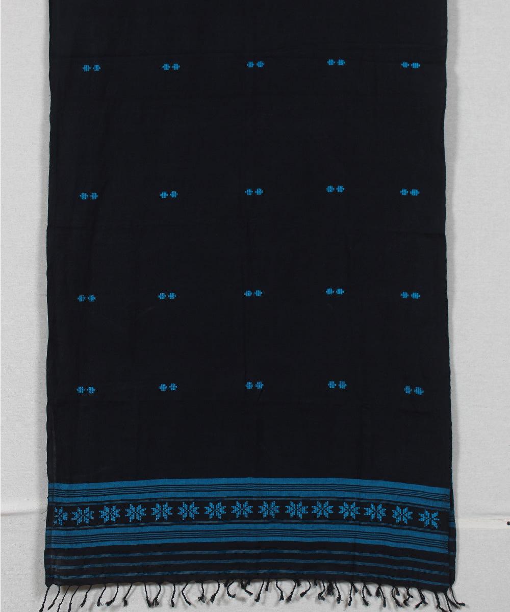 Black sky blue handloom assam cotton stole