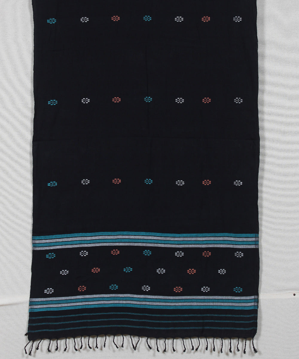 Black multicolour handloom cotton assam stole