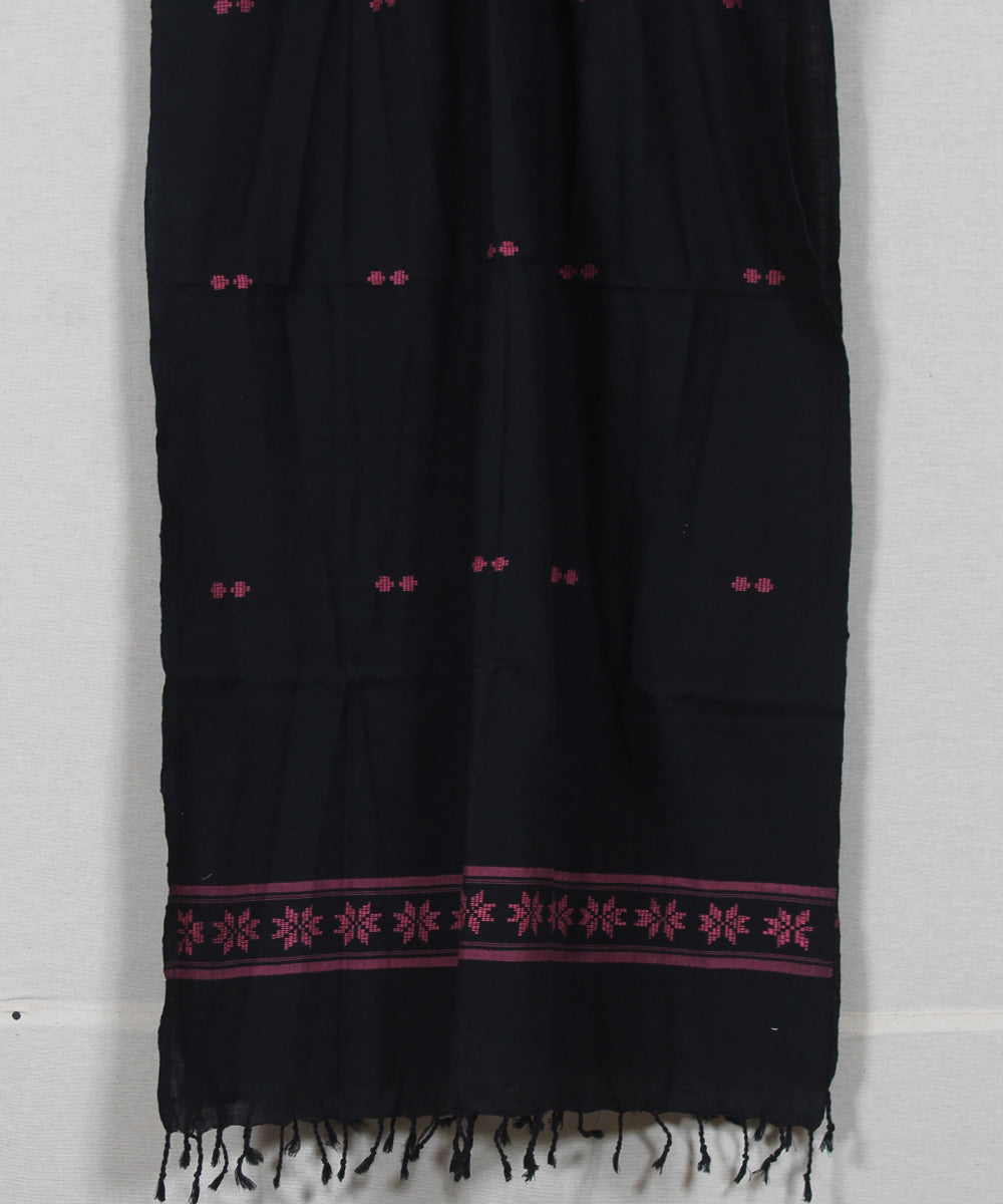 Black red handloom cotton assam stole