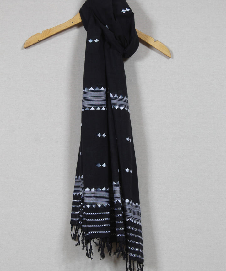 Black white buti handloom cotton assam stole