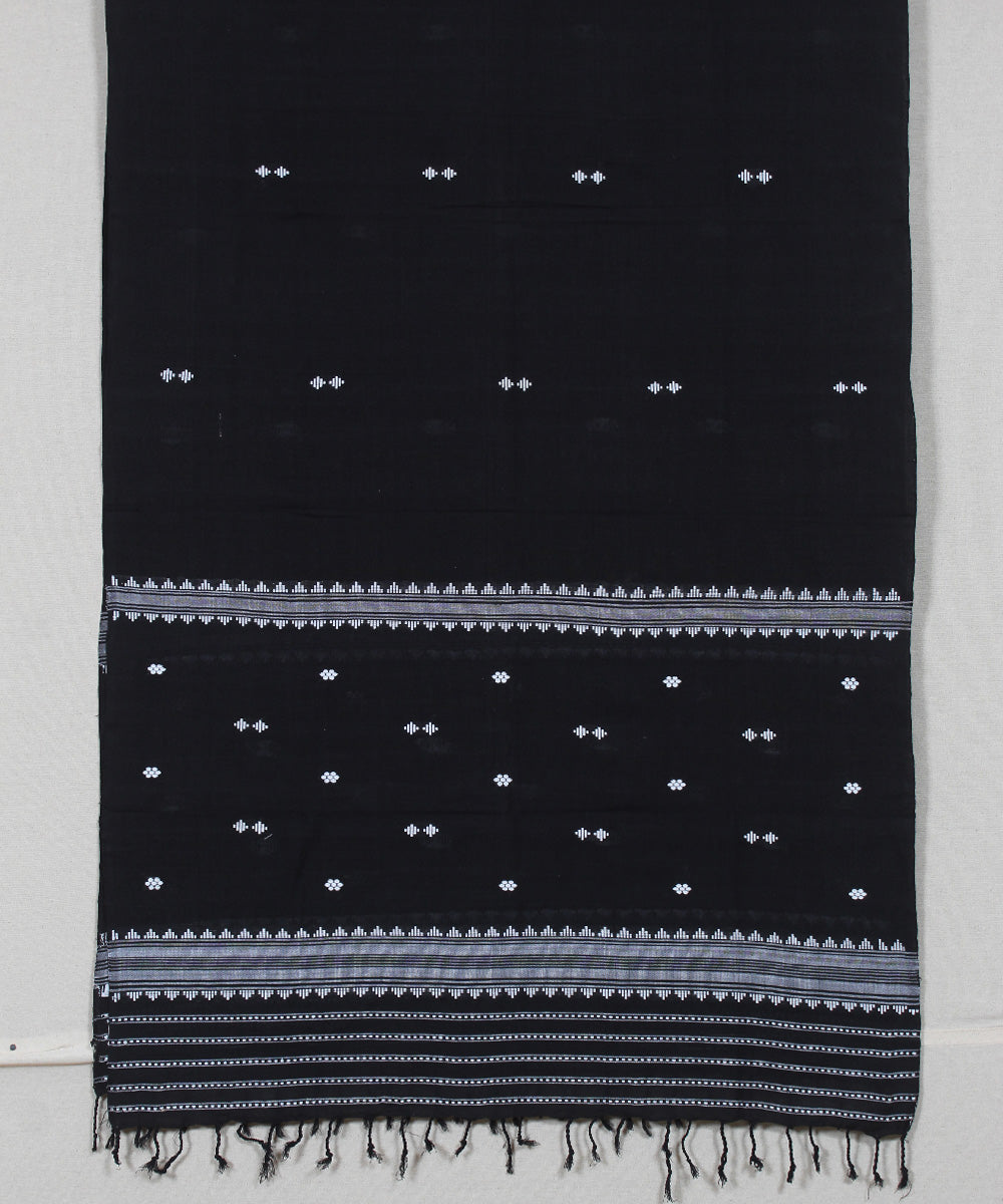 Black white buti handloom cotton assam stole