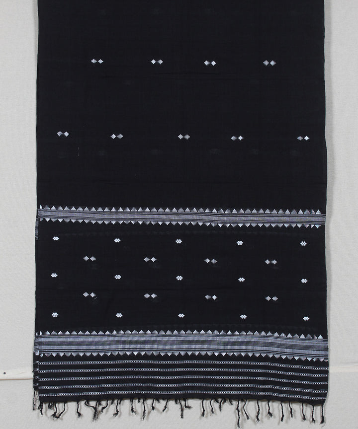 Black white buti handloom cotton assam stole