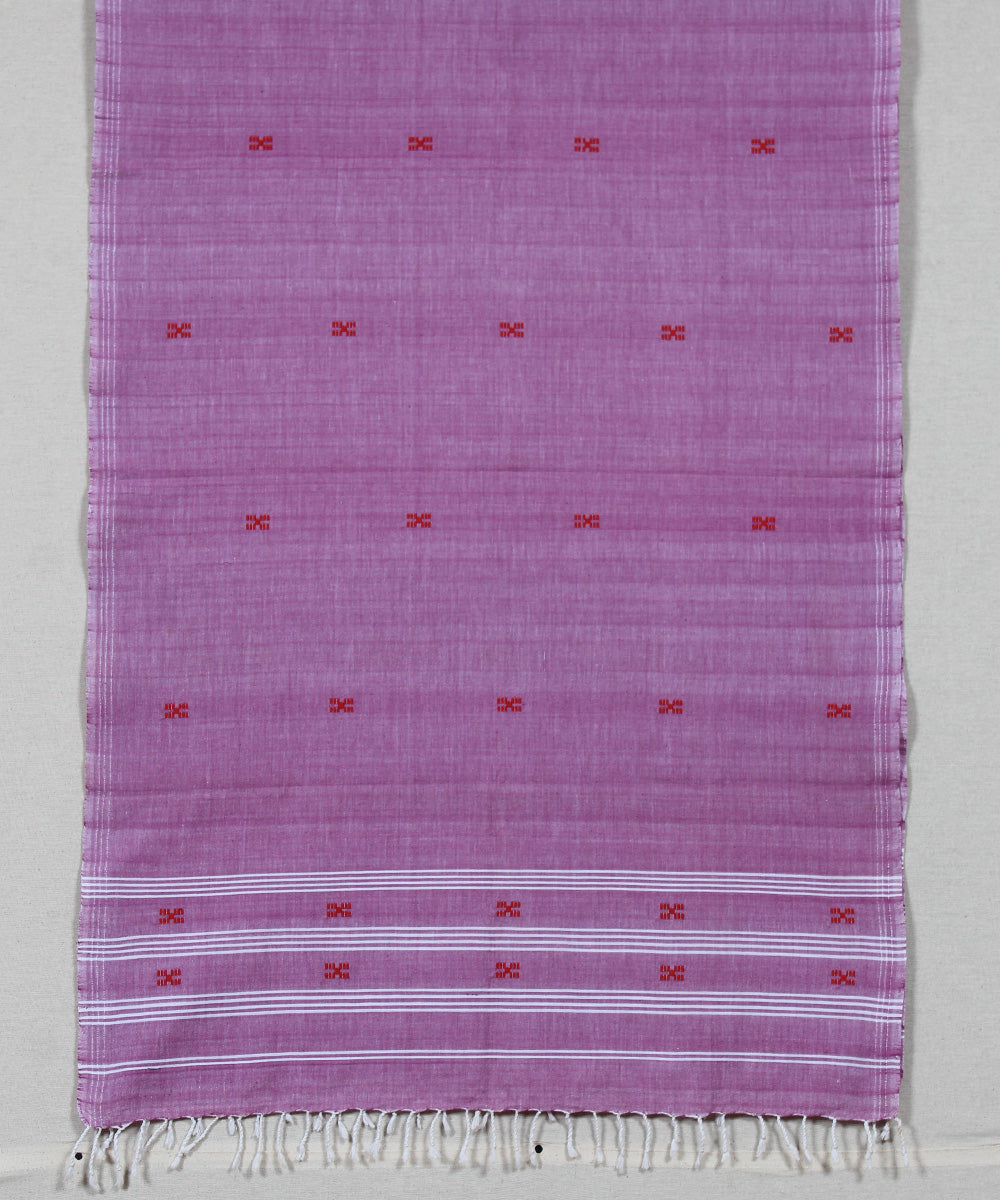 Peach red buti cotton handloom assam stole