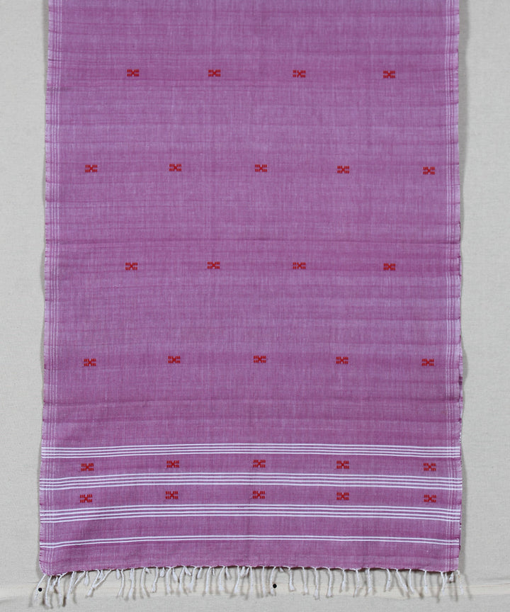 Peach red buti cotton handloom assam stole